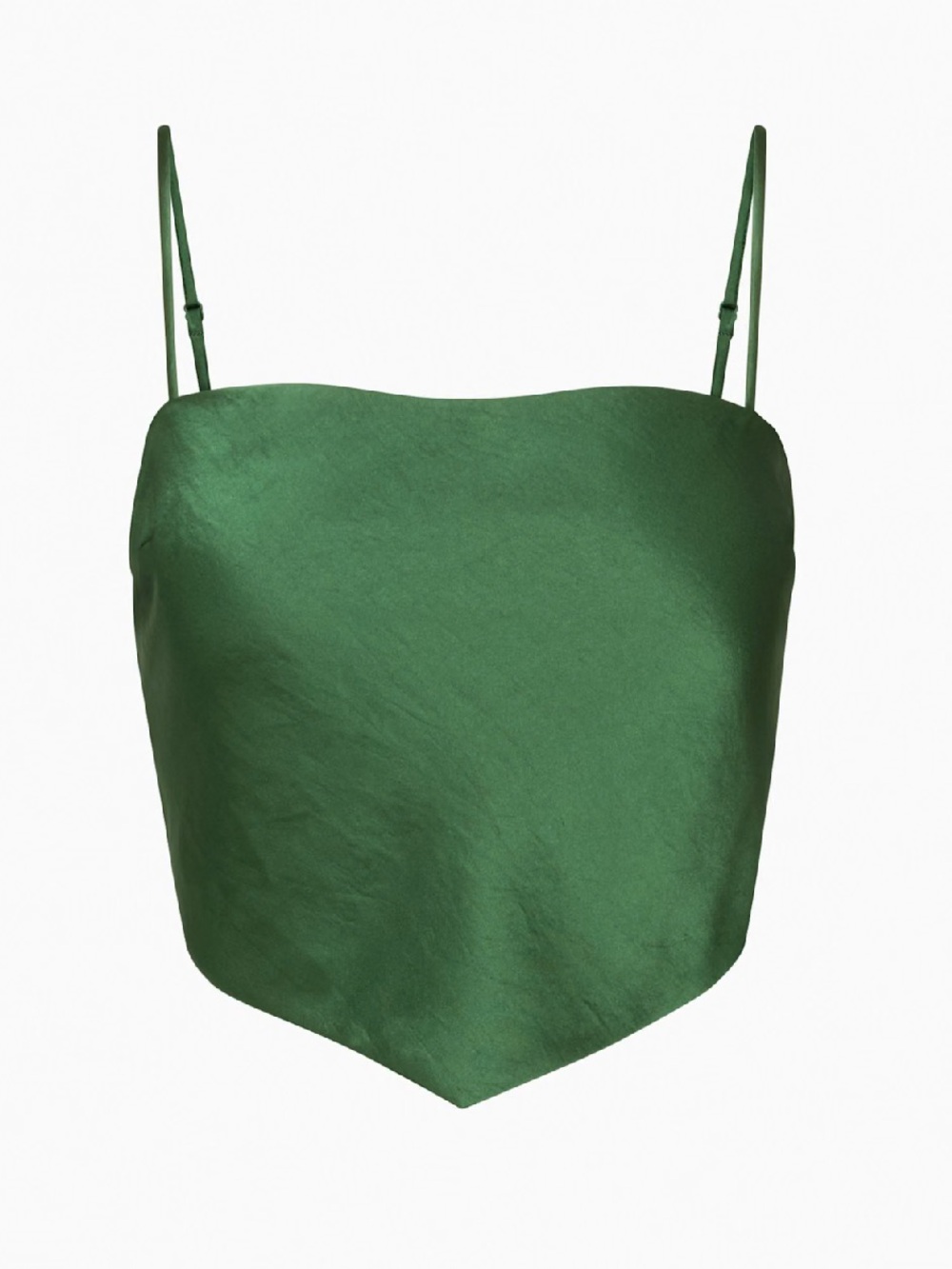 Sunday Best Elektra Satin Camisole Dark Green Satin Spaghetti Strap Cami Top